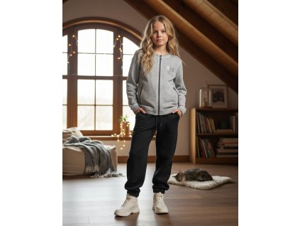 Mikina trendy šúchaný vzhľad šedá so zipsom Blue Seven