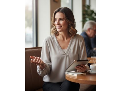 Elegantná blúzka podšitá sivá Blue Seven