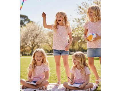 Tričko lososové s potlačou hviezdičiek Blue Seven