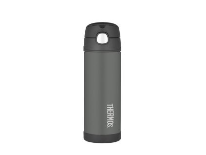 Thermos FUNtainer - detská termoska so slamkou 470 ml - čierna