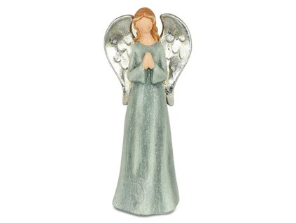 Postavička anjelik - polyresin - modrá 11x7,5x26 cm