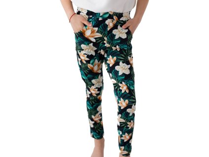 Kvietkované bavlnené nohavice Lily Grey