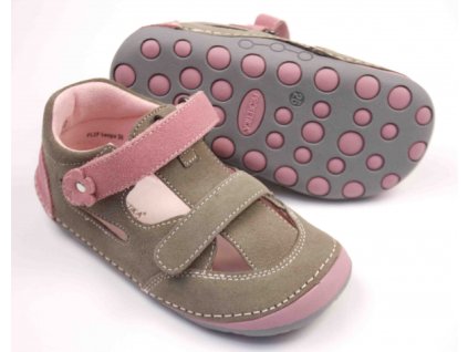Protetika - barefoot polootvorené topánky FLIP taupe - TOP AKCIA!