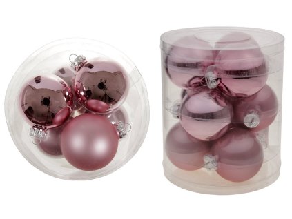 Sklenené vianočné ozdoby - ružová 3 - 7 cm priemer