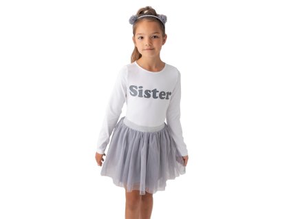 Tričko s nápisom Sister Lily Grey biela