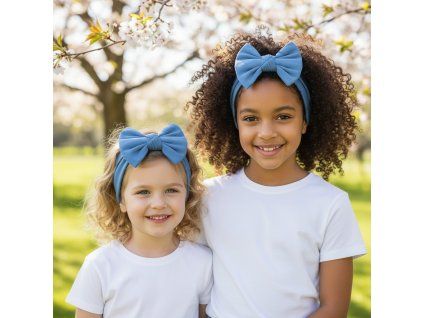 Čelenka s mašľou by Mimi modro-sivá