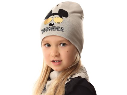 Dievčenská čiapka s nápisom Wonder MWJ-3288 béžová