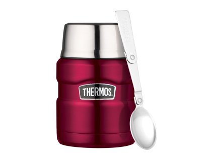 Thermos Style - termoska na jedlo so skladacou lyžicou a šálkou 470 ml - malina