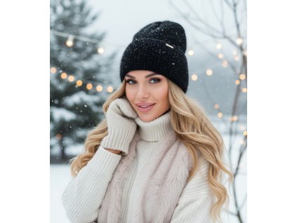 Dámska vlnená čiapka P-038 čierna