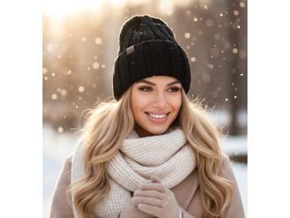 Dámska zimná čiapka P-030 čierna TOP AKCIA!