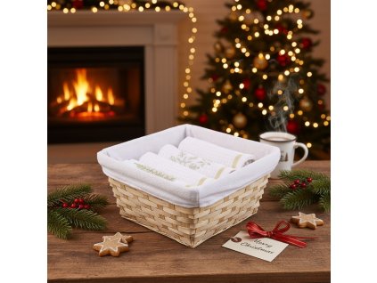 Košík 4 ks utierok Vianoce - Zlaté vločky