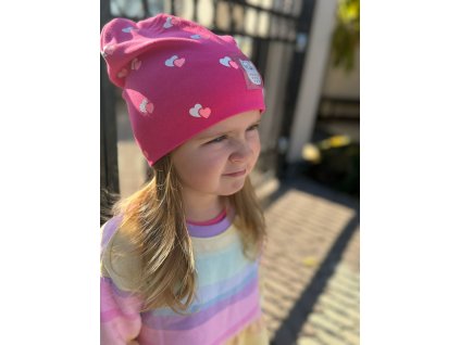 Dievčenská čiapka Srdiečka 48-066 fuxia
