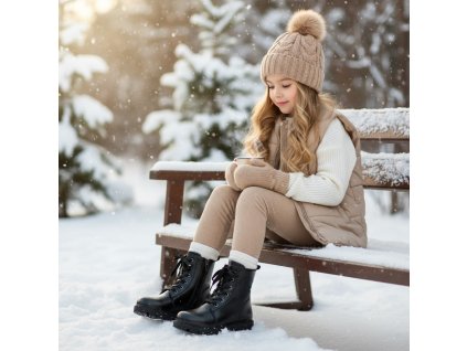 Protetika - zimné topánky TORA black - zateplené kožušinkou TOP AKCIA!