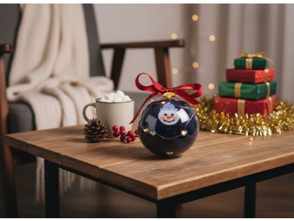 Vianočné ponožky SNEHULIAK v darčekovej guli  s príveskom - modrá