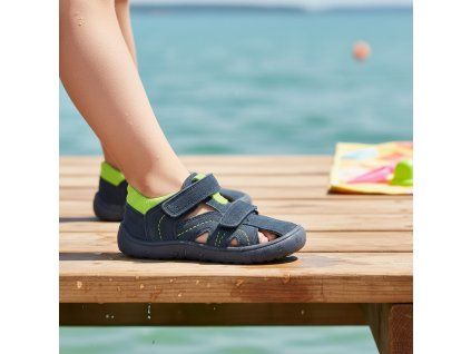 Protetika - barefoot  polootvorené topánky RIK navy