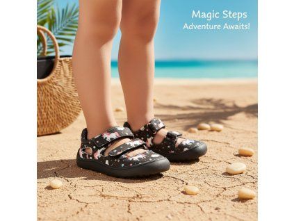 Protetika - barefoot polootvorené topánky TAFI black uni