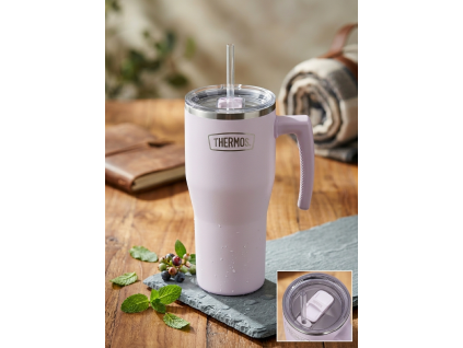 Thermos Refreshing - termohrnček s madlom a slamkou - matná levanduľová