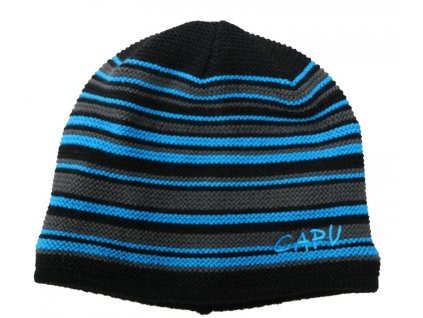 Zimná pruhovaná čiapka CAPU 4013 modrá
