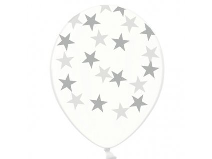 Latexový balónik so striebornými hviezdami