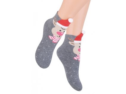 Detské vianočné ponožky froté 154-4 sivé