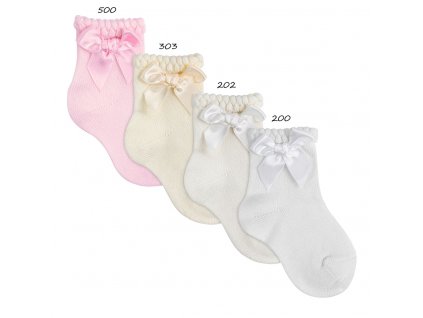 Ponožky s mašličkou na boku Cóndor 273004200 - biela