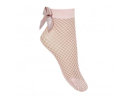Sieťkované ponožky so saténovou mašľou Cóndor 459404526 - pale pink