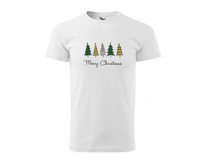 Vianočné tričko pánske BASIC stromčeky MERRY CHRISTMAS