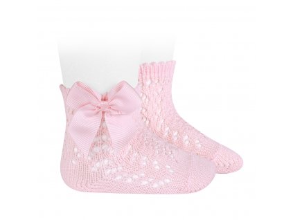 Vzorované ponožky so saténovou mašličkou Cóndor 251904500 - pink