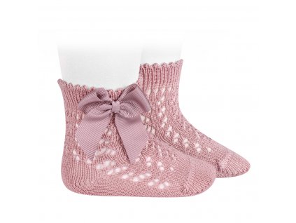 Vzorované ponožky so saténovou mašličkou Cóndor 251904526 - pale pink
