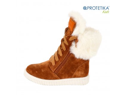 Protetika - zimné topánky KAJA brown - zateplené kožušinkou