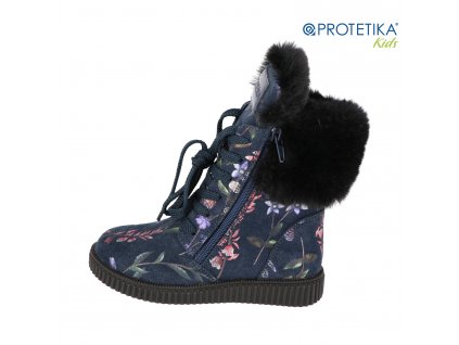Protetika - zimné topánky KAJA navy - zateplené kožušinkou