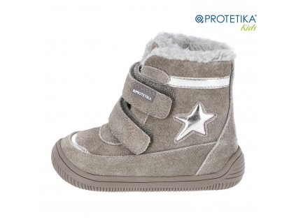 Protetika - zimné barefootové topánky LINET grey - zateplené kožušinkou