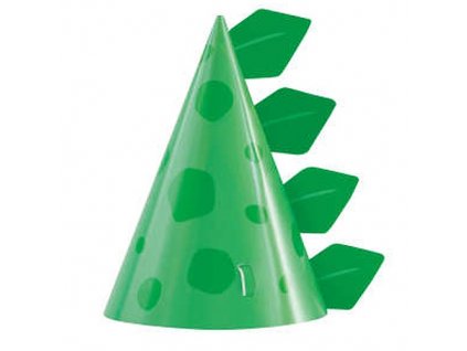 Párty paierové čiapky Dino zelené - 8 ks