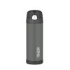 Thermos FUNtainer - detská termoska so slamkou 470 ml - čierna