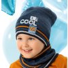 Set - čiapka s nápisom Be Cool a tunel 42-060 modrá
