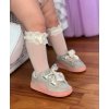 Hladké podkolienky s čipkou a mašľou Cóndor 248402526 - pale pink