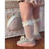 Hladké podkolienky s čipkou a mašľou Cóndor 248402526 - pale pink