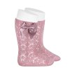 Vzorované podkolienky so saténovou mašličkou Cóndor 250602526 - pale pink