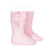 Vzorované podkolienky so saténovou mašličkou Cóndor 251902500 - pink