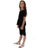 Set - tričko s volánom a trištvrťové legíny + čelenka by Mimi čierna