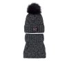 Dievčenský set - čiapka Active Style s brmbolcom a tunel 42-520 tmavosivá
