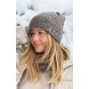 Pletený set COOZY s trblietkami - čiapka a tunel 36-545 hnedá