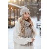 Dámsky vlnený set - čiapka a šál P-025 béžová TOP AKCIA!