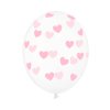 Balón transparentrný ružové srdiečka 1ks 30cm