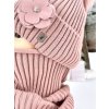 Luxusný čiapkový set TERES s bmbolcom z pravej kožušiny - pink TOP AKCIA!