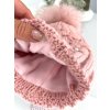 Luxusná čiapka MARGOT s brmbolcom z pravej kožušiny - pink TOP AKCIA!