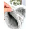 Luxusná čiapka TATIANA s brmbolcom z pravej kožušiny - grey TOP AKCIA!