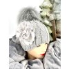 Luxusná čiapka TATIANA s brmbolcom z pravej kožušiny - grey TOP AKCIA!