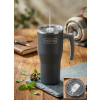 Thermos Refreshing - termohrnček s madlom a slamkou - matná čierna