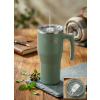 Thermos Refreshing - termohrnček s madlom a slamkou - matná zelená